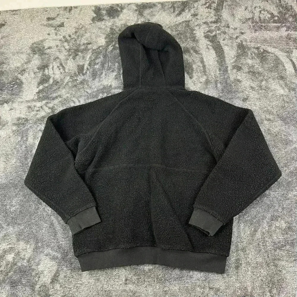SOLD Outdoor Voices Mega Fleece Wool Blend Hoodie Sweater 1/2 Zip Sz S Black - Picture 8 of 11